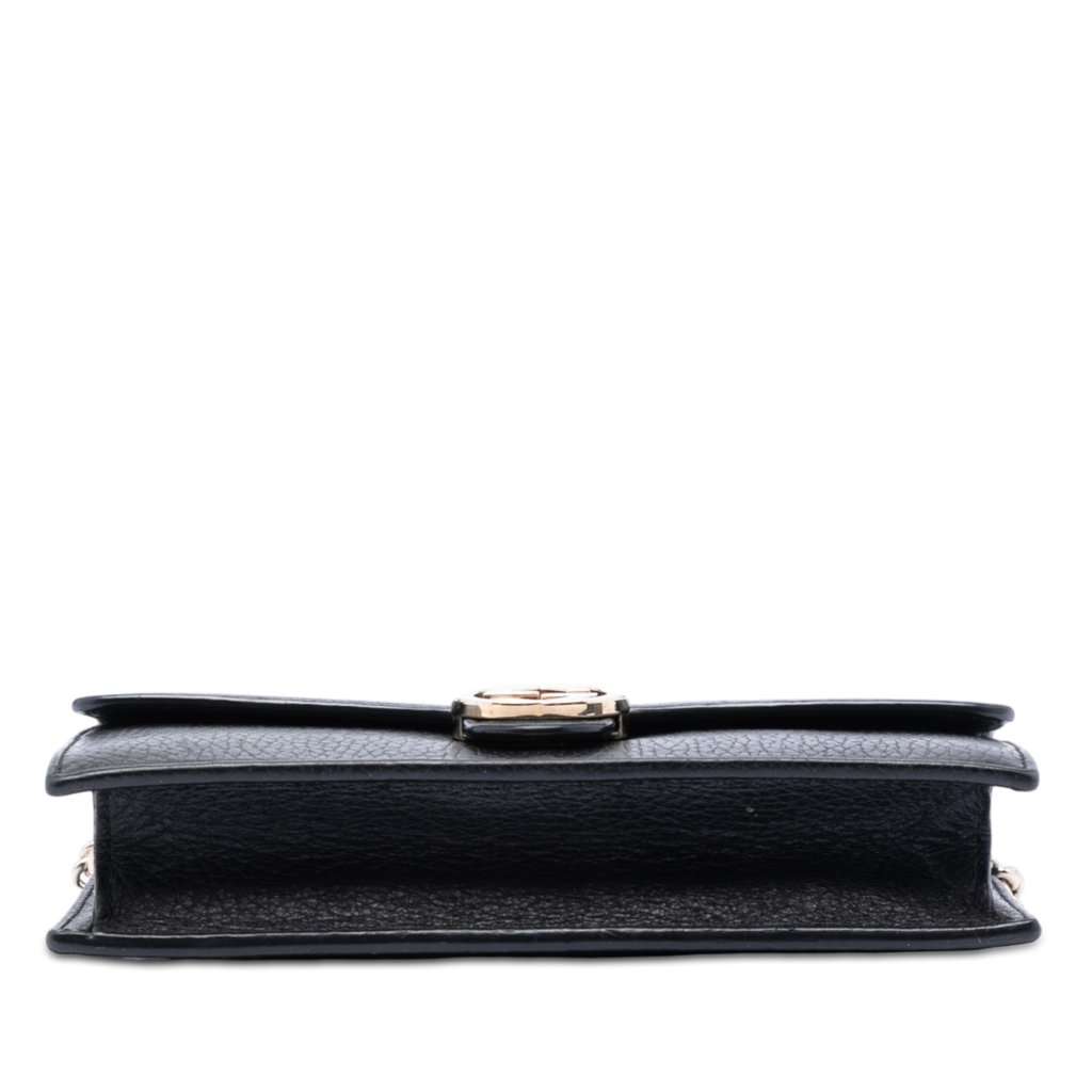 Gucci Dollar Calfskin Interlocking G Wallet on Chain Black Leather Very good - Inside View