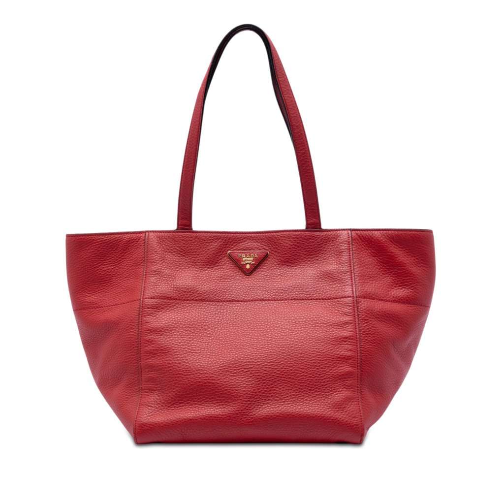 Prada Vitello Daino Tote Red Leather Very good condition - Front View