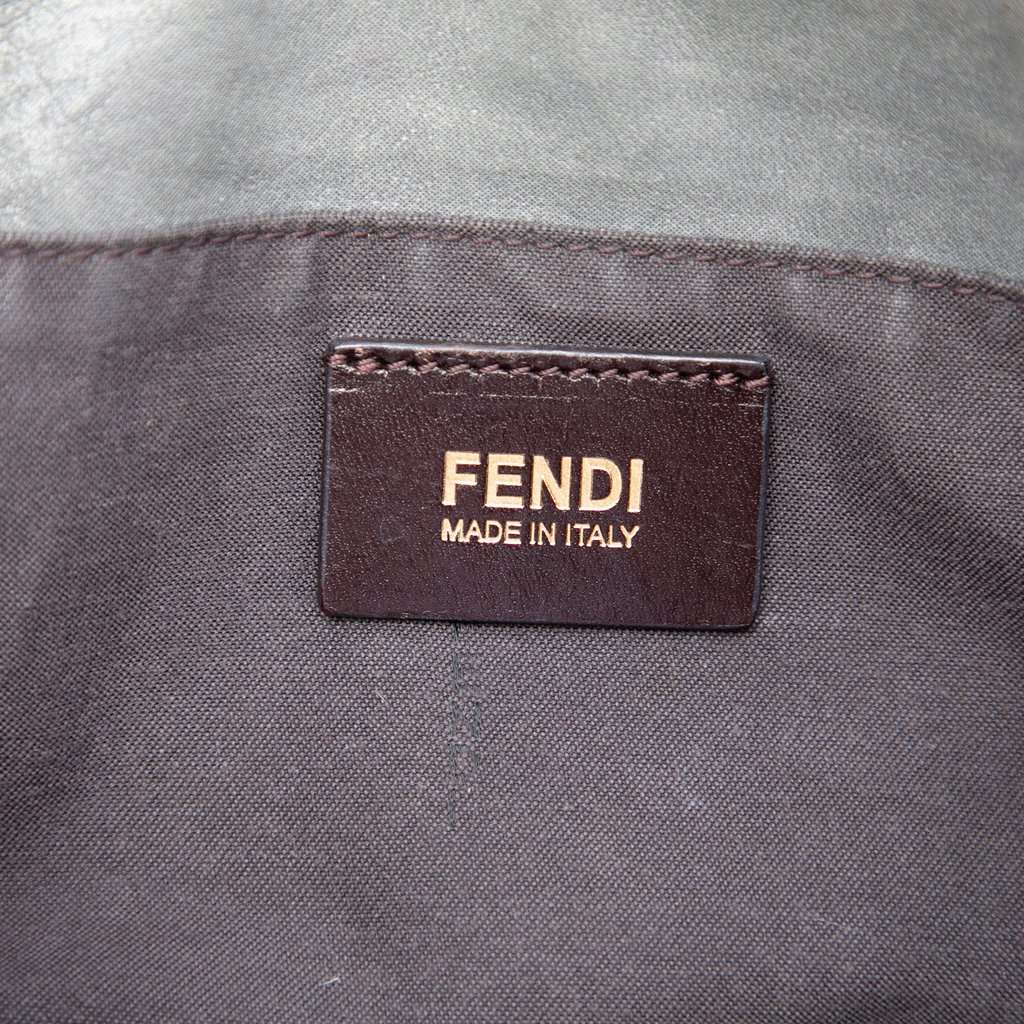 Fendi Nubuck FF Chains Tote Grey Leather Very good condition - Box View