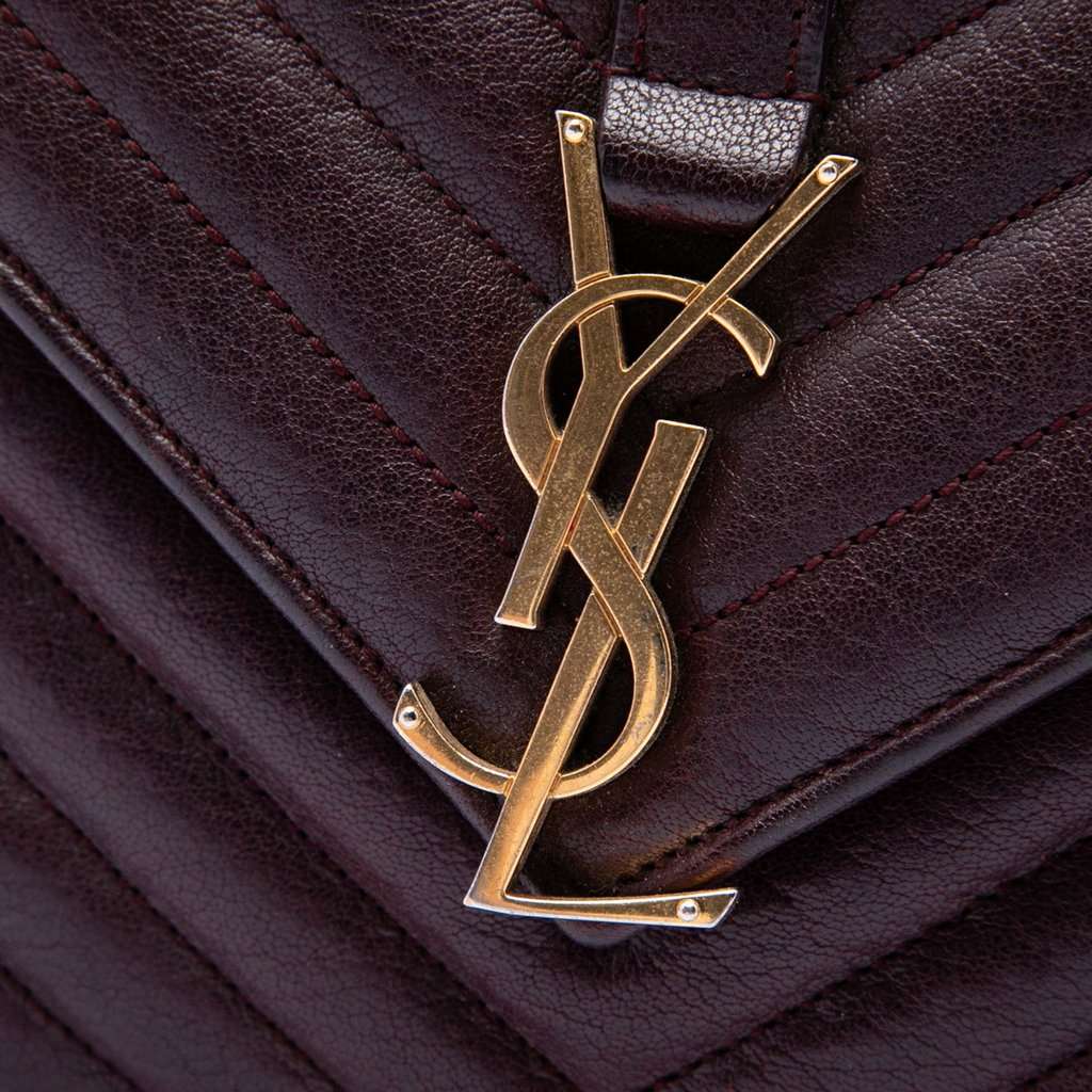 Saint Laurent Medium Chevron Sheepskin Monogram College Satchel Red Leather Very good - Box View