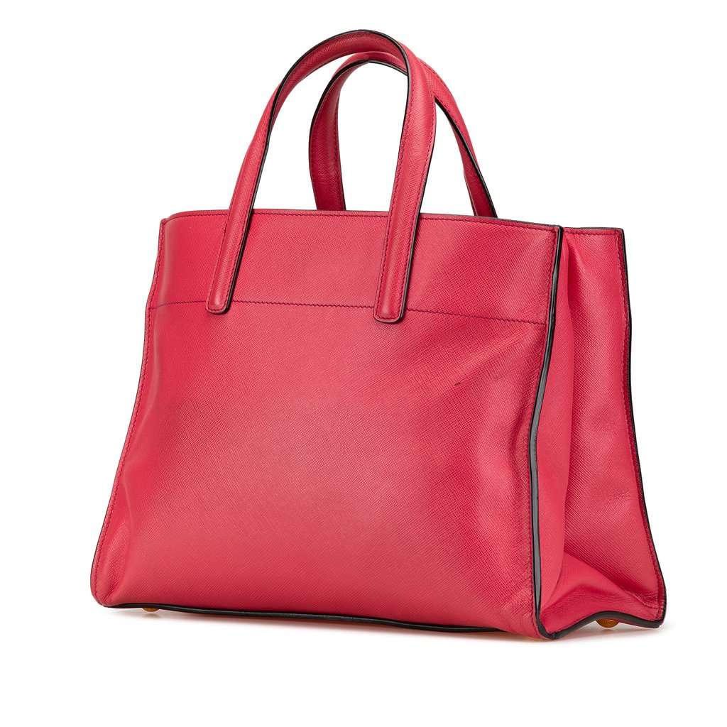 Prada Saffiano Soft Triple Pocket Tote Pink Leather Very good condition - Back View