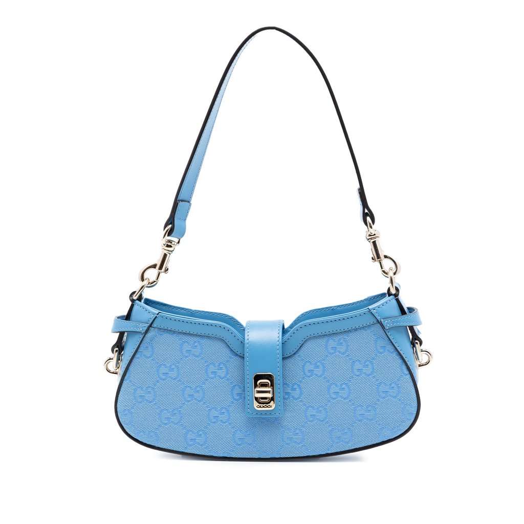 Gucci Mini GG Canvas Moon Side Shoulder Bag Blue Very good condition - Front View