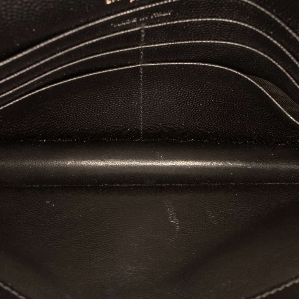 Saint Laurent Grain De Poudre Cassandre Monochrome Envelope Chain Wallet Black Leather Very good - Model View