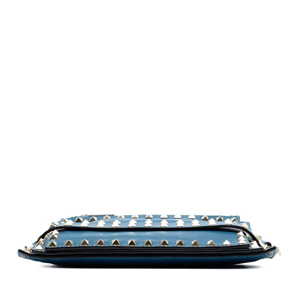 Valentino Leather Rockstud Triple Zip Crossbody Blue Leather Very good - Inside View