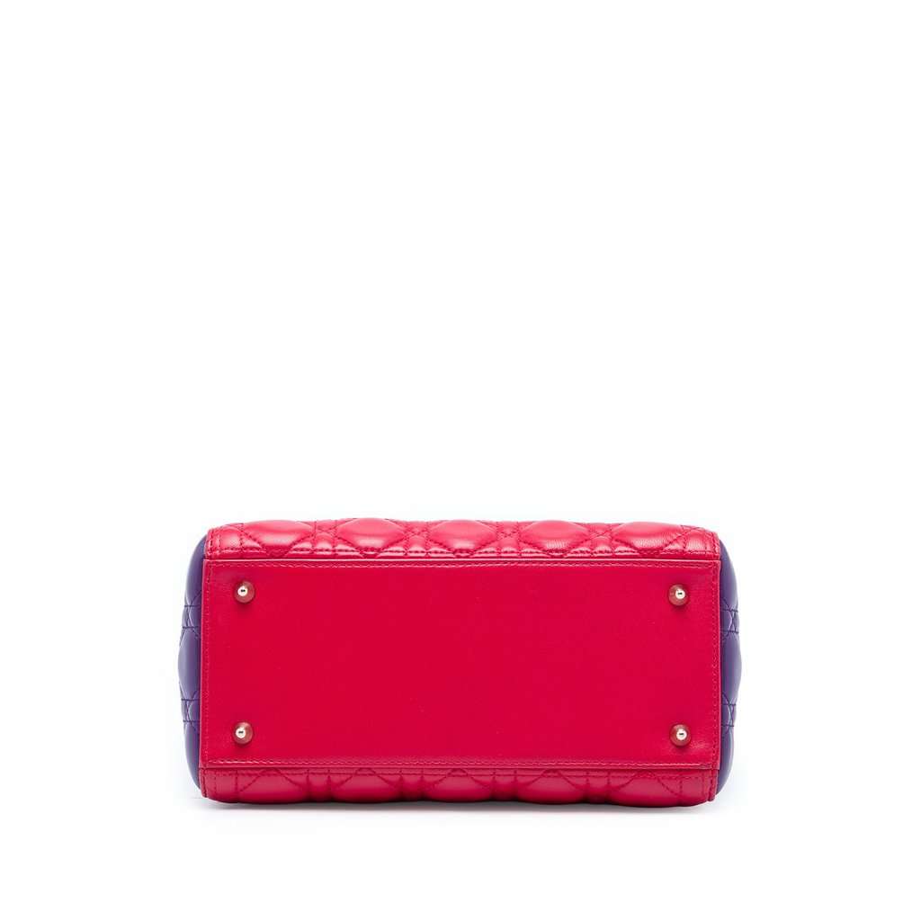 Dior Medium Tricolor Lambskin Cannage Lady Dior Red Leather Very good - Inside View