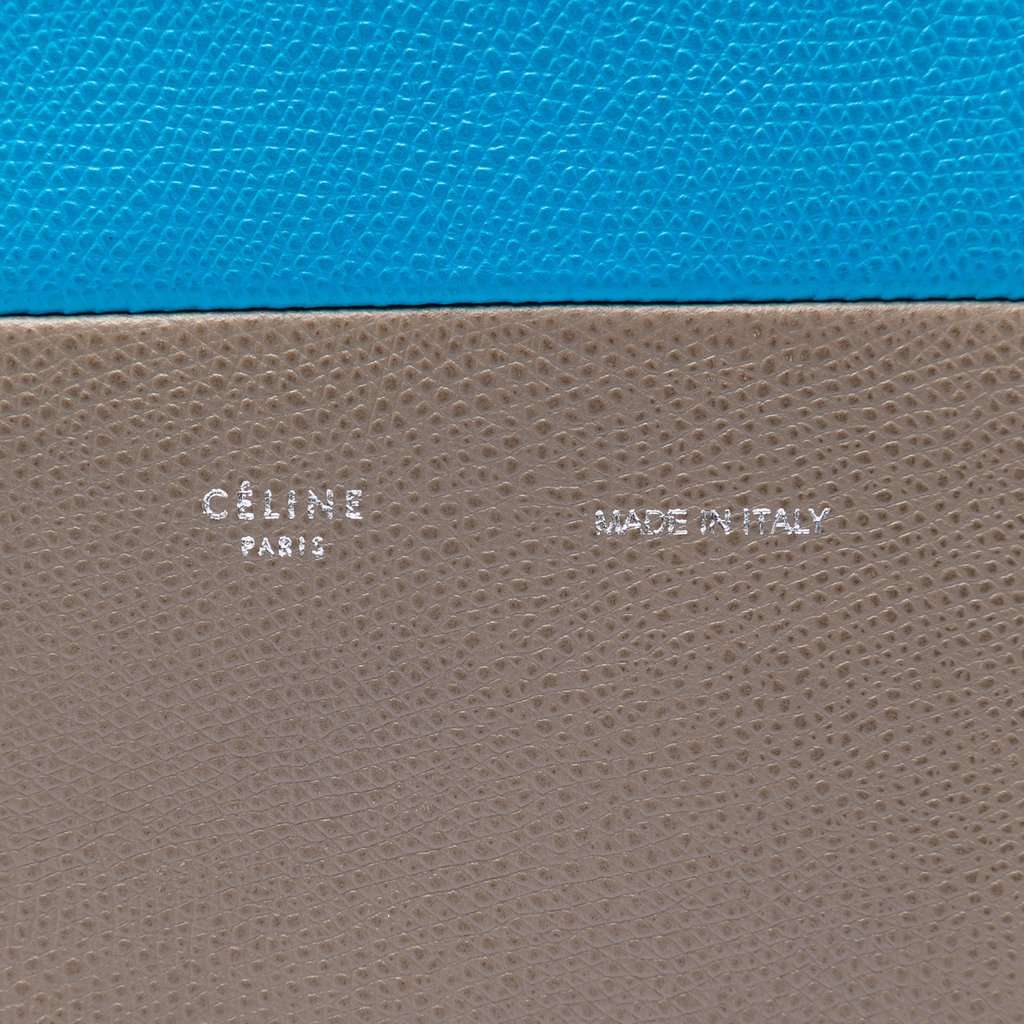Celine Small Bicolor Grained Calfskin Vertical Cabas Tote Blue Leather Very good condition - Box View