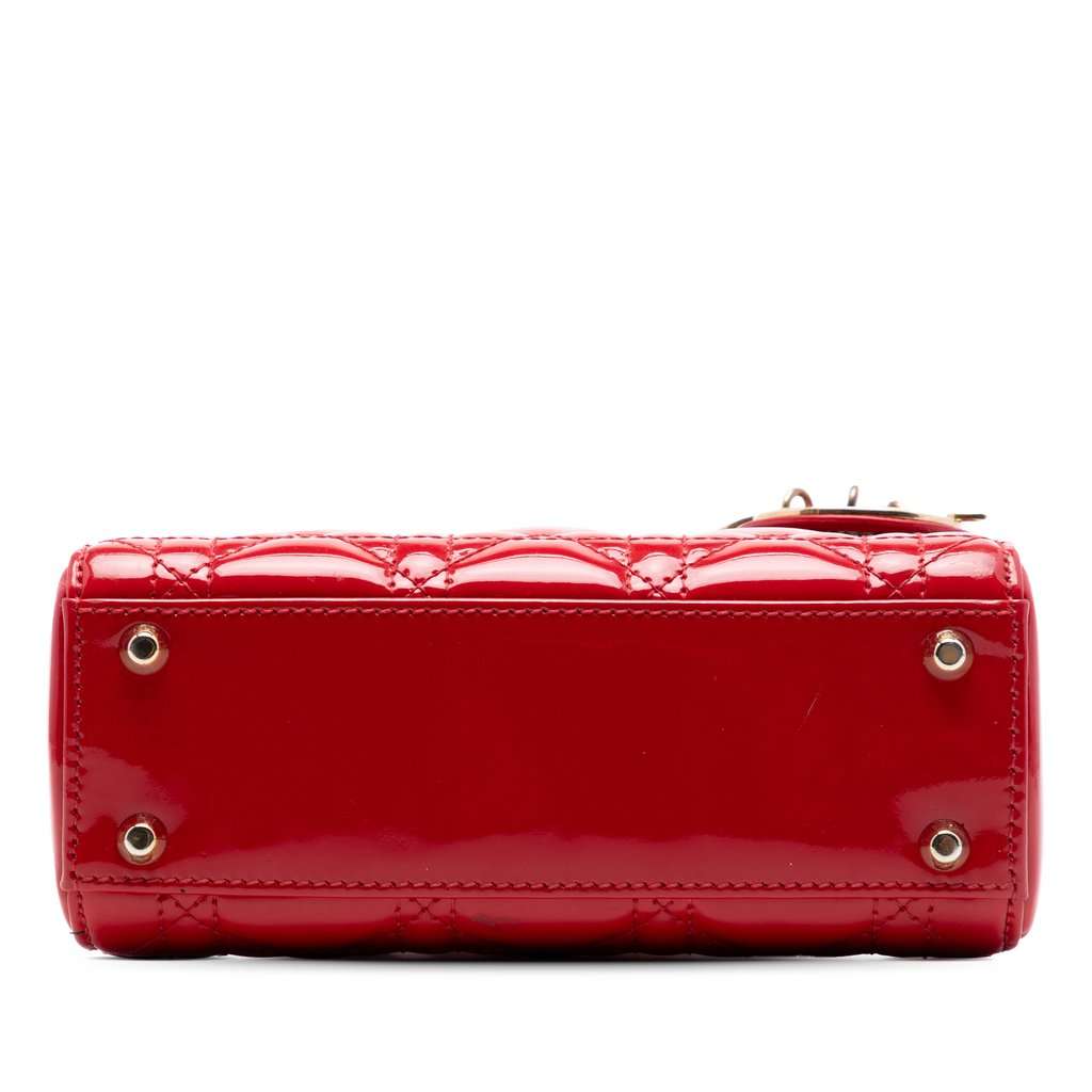 Dior Mini Patent Cannage Lady Dior Red Leather Very good - Inside View