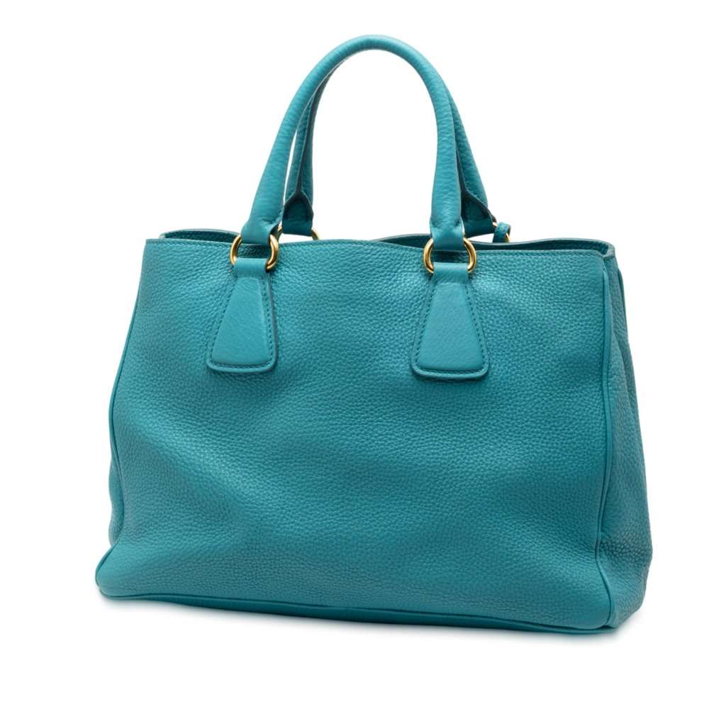 Prada Vitello Daino Open Convertible Tote Blue Leather Very good condition - Back View