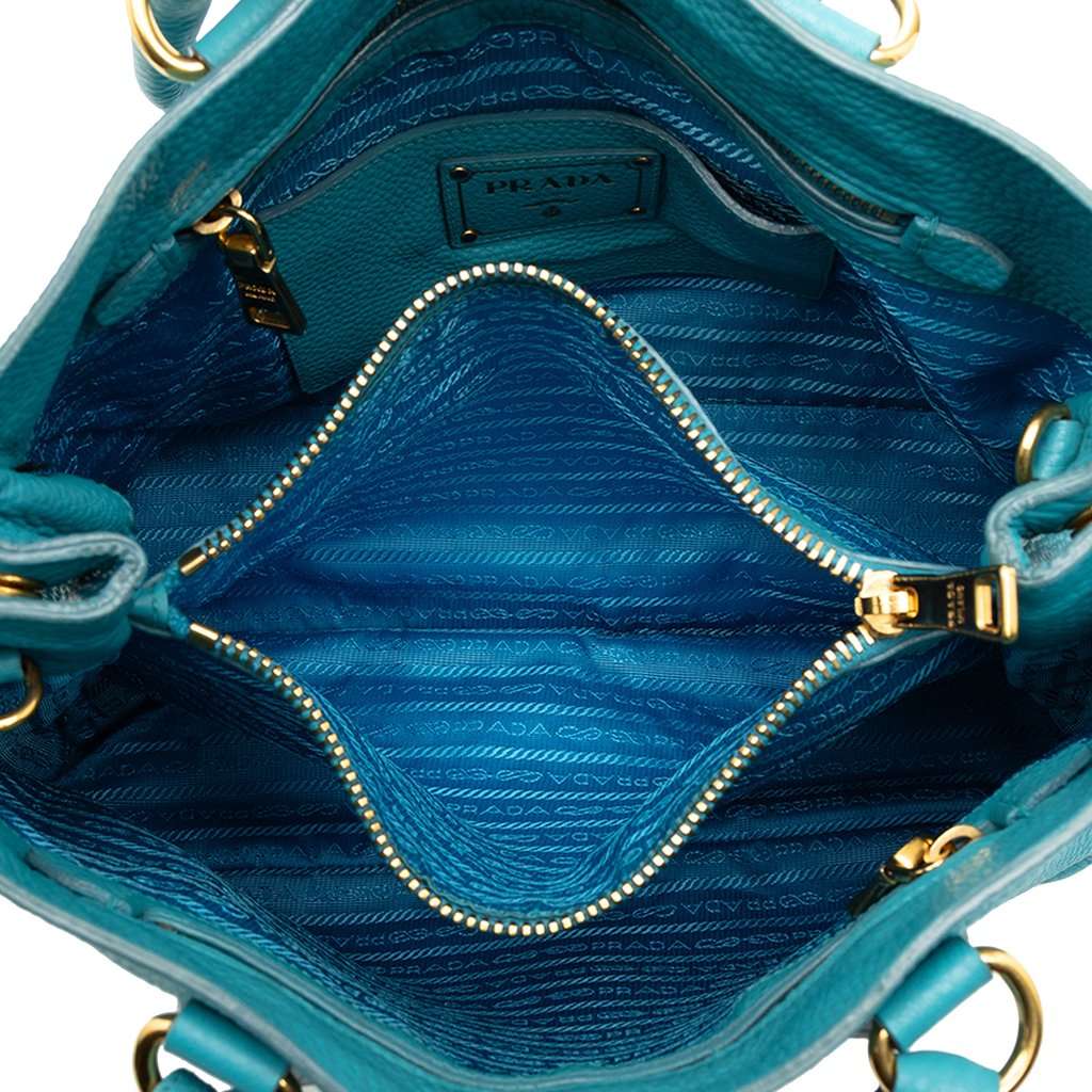 Prada Vitello Daino Open Convertible Tote Blue Leather Very good condition - Model View