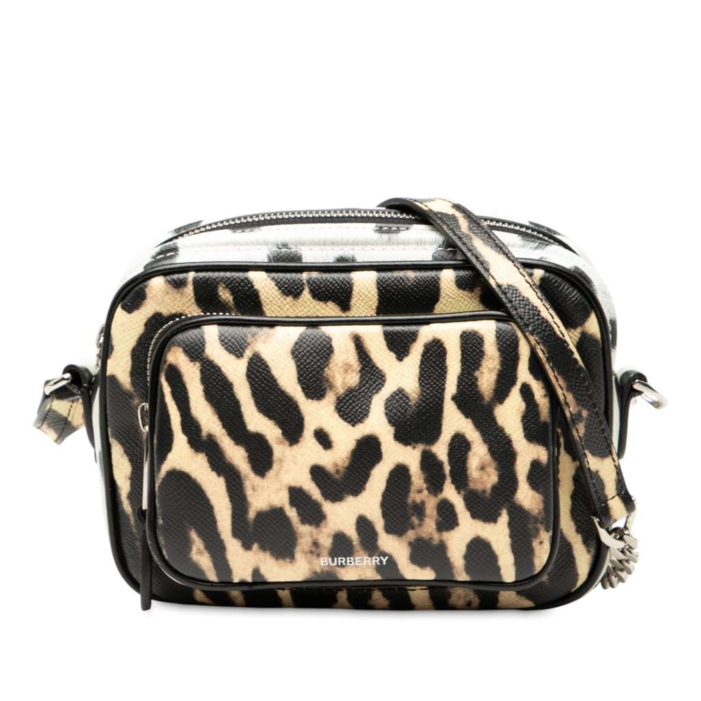 Burberry Leopard Printed Leather Camera Bag Brown Leather Very good condition - Front View