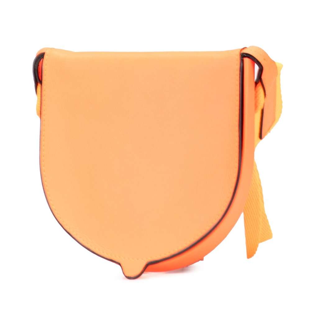 Loewe Small Soft Calfskin Heel Pouch Orange Leather Very good condition - Back View