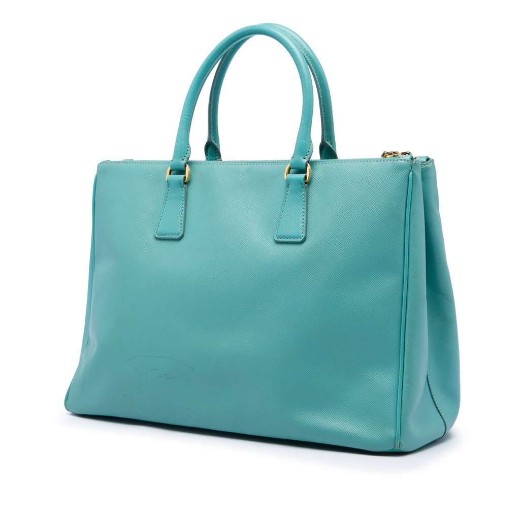 Prada Large Saffiano Lux Galleria Double Zip Tote Blue Leather Very good - Back View