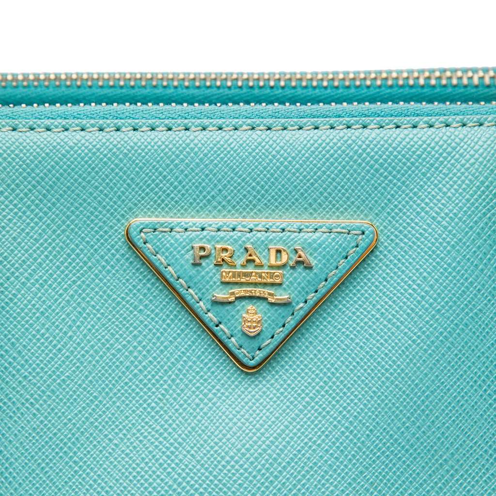Prada Large Saffiano Lux Galleria Double Zip Tote Blue Leather Very good - Box View