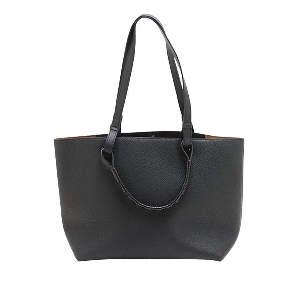 LOEWE Small Grained Calfskin Anagram Tote Black Leather Very good - Front View