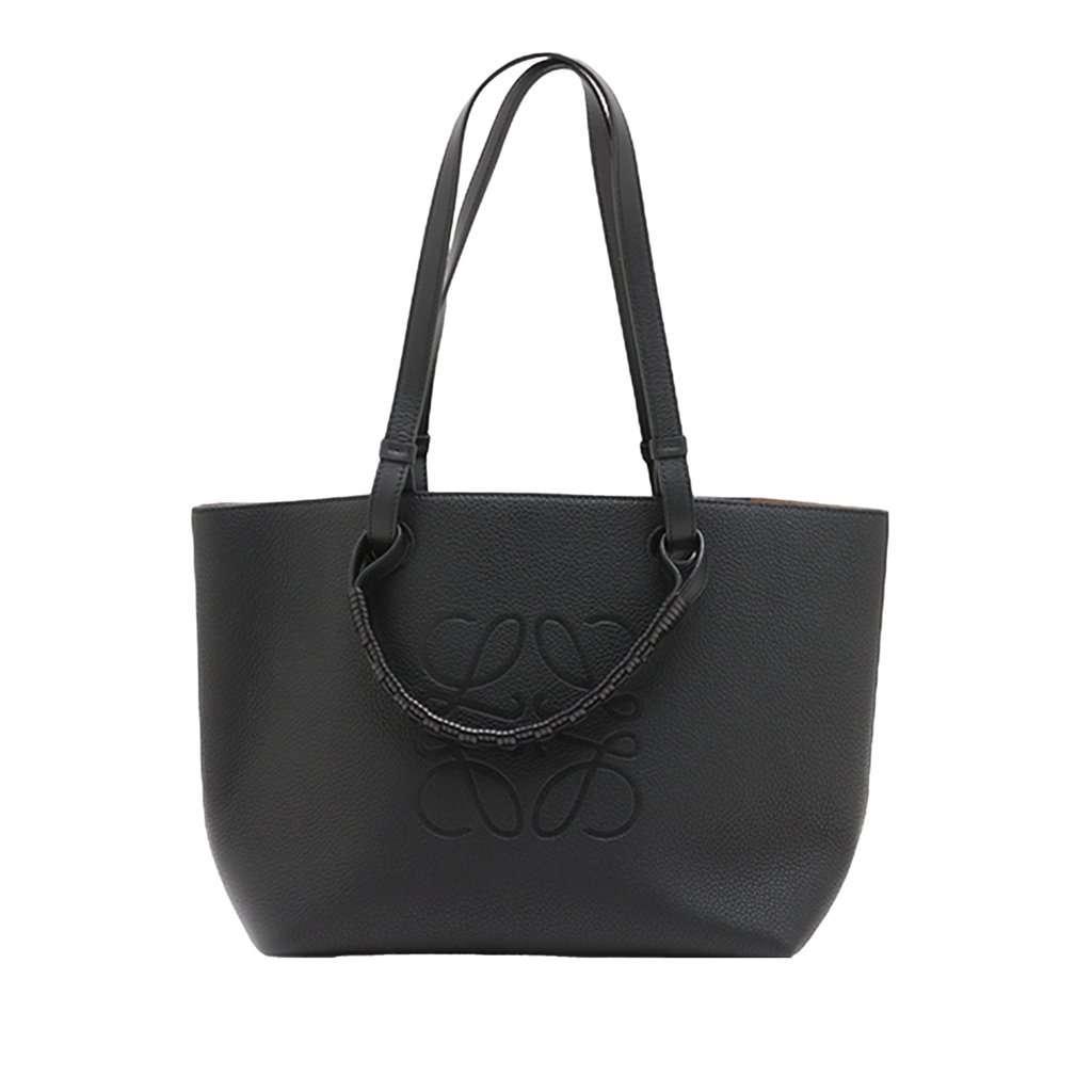 LOEWE Small Grained Calfskin Anagram Tote Black Leather Very good - Back View
