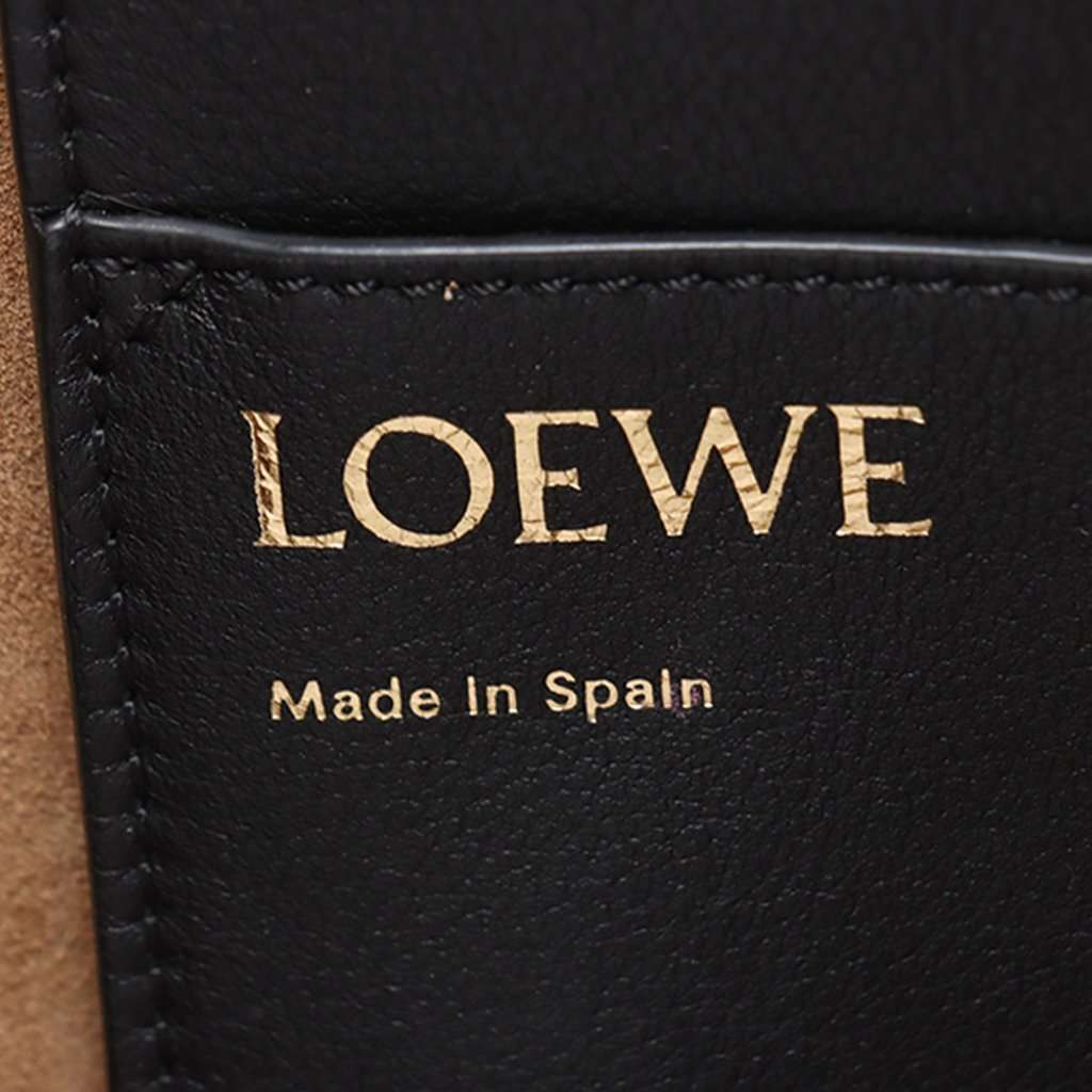 LOEWE Small Grained Calfskin Anagram Tote Black Leather Very good - Model View
