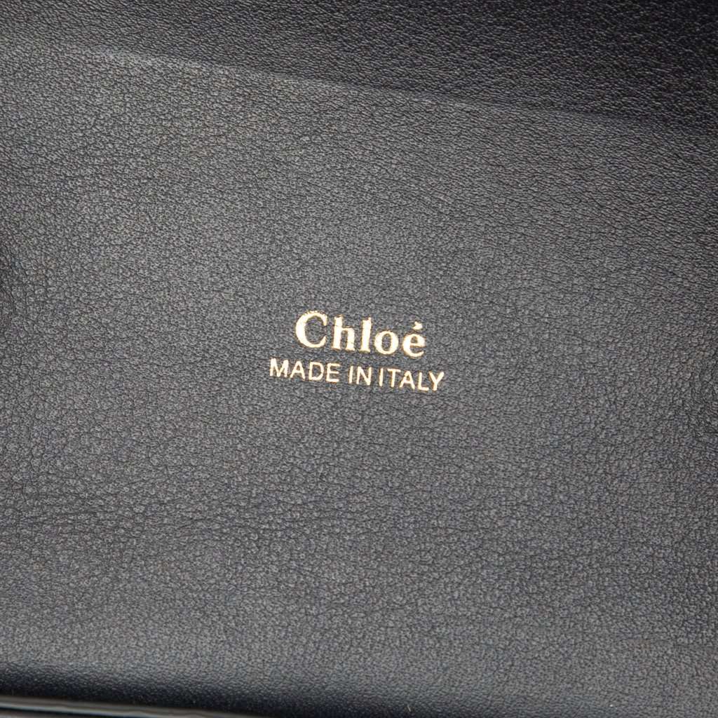 Chloé Tricolor Croc Embossed Leather Aby Lock Satchel Blue Leather Very good condition - Box View