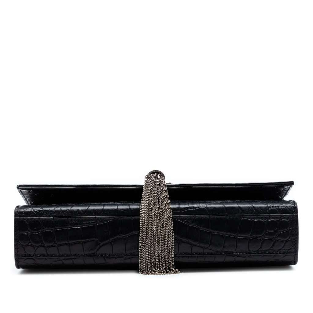 Saint Laurent Medium Croc Embossed Leather Kate Tassel Crossbody Black Leather Very good condition - Inside View