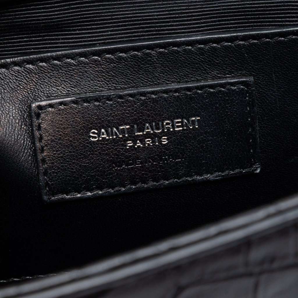 Saint Laurent Medium Croc Embossed Leather Kate Tassel Crossbody Black Leather Very good condition - Box View