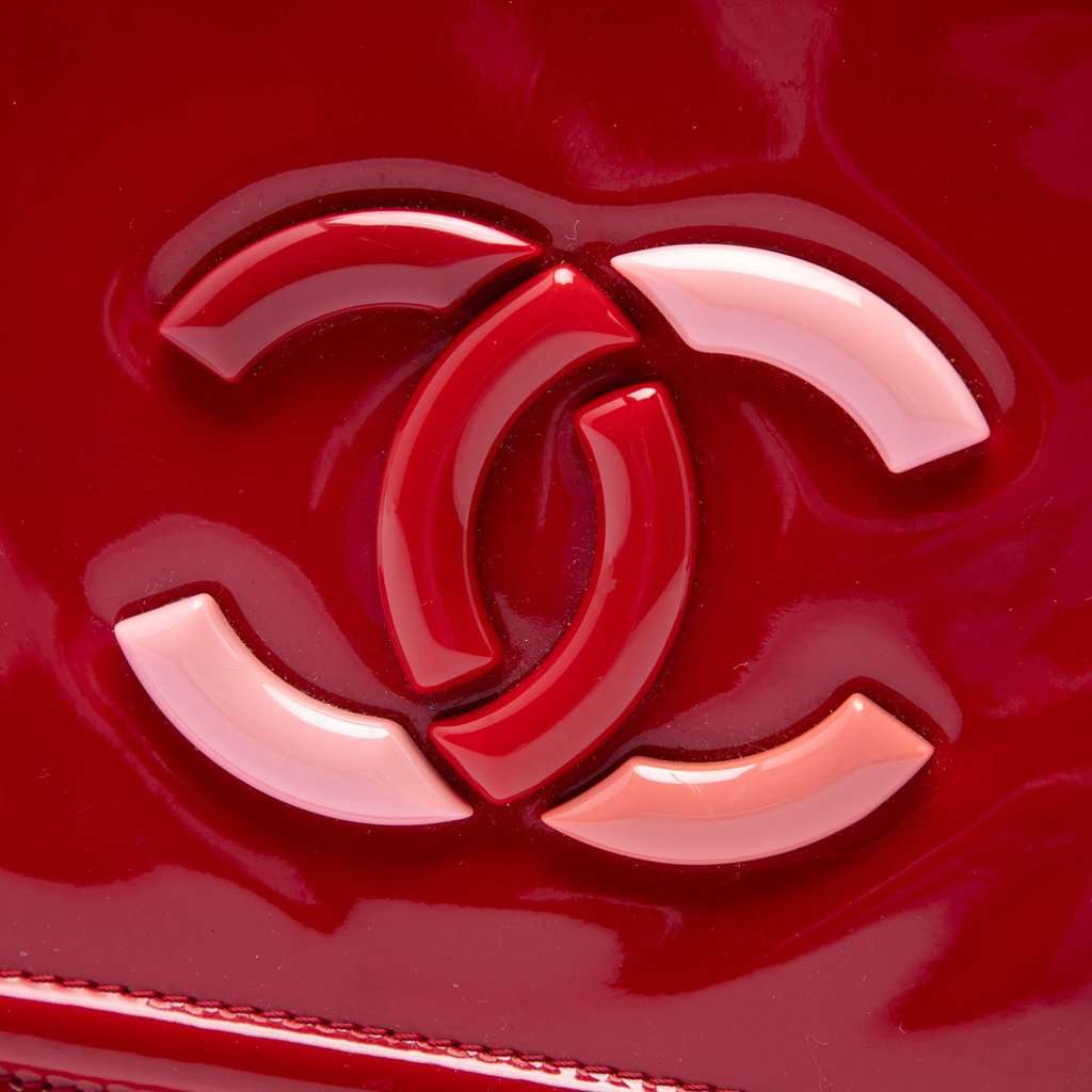 Chanel CC Patent Lipstick Ligne Flap Red Leather Very good condition - Box View