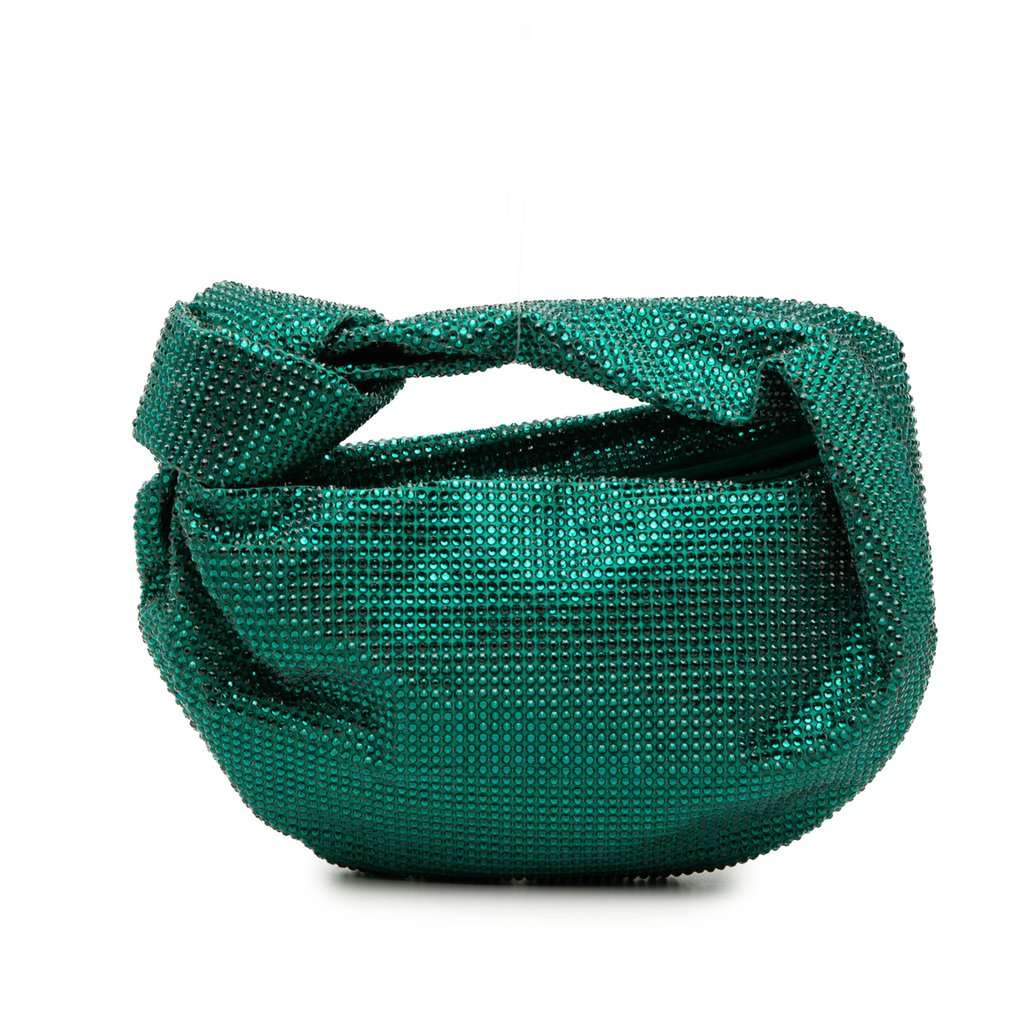 Bottega Veneta Mini Crystal Embellished Satin Jodie Green Very good condition - Front View