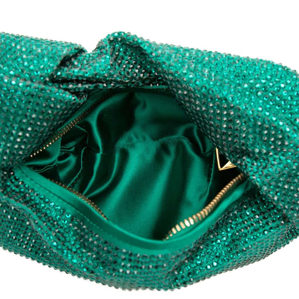 Bottega Veneta Mini Crystal Embellished Satin Jodie Green Very good condition - Model View
