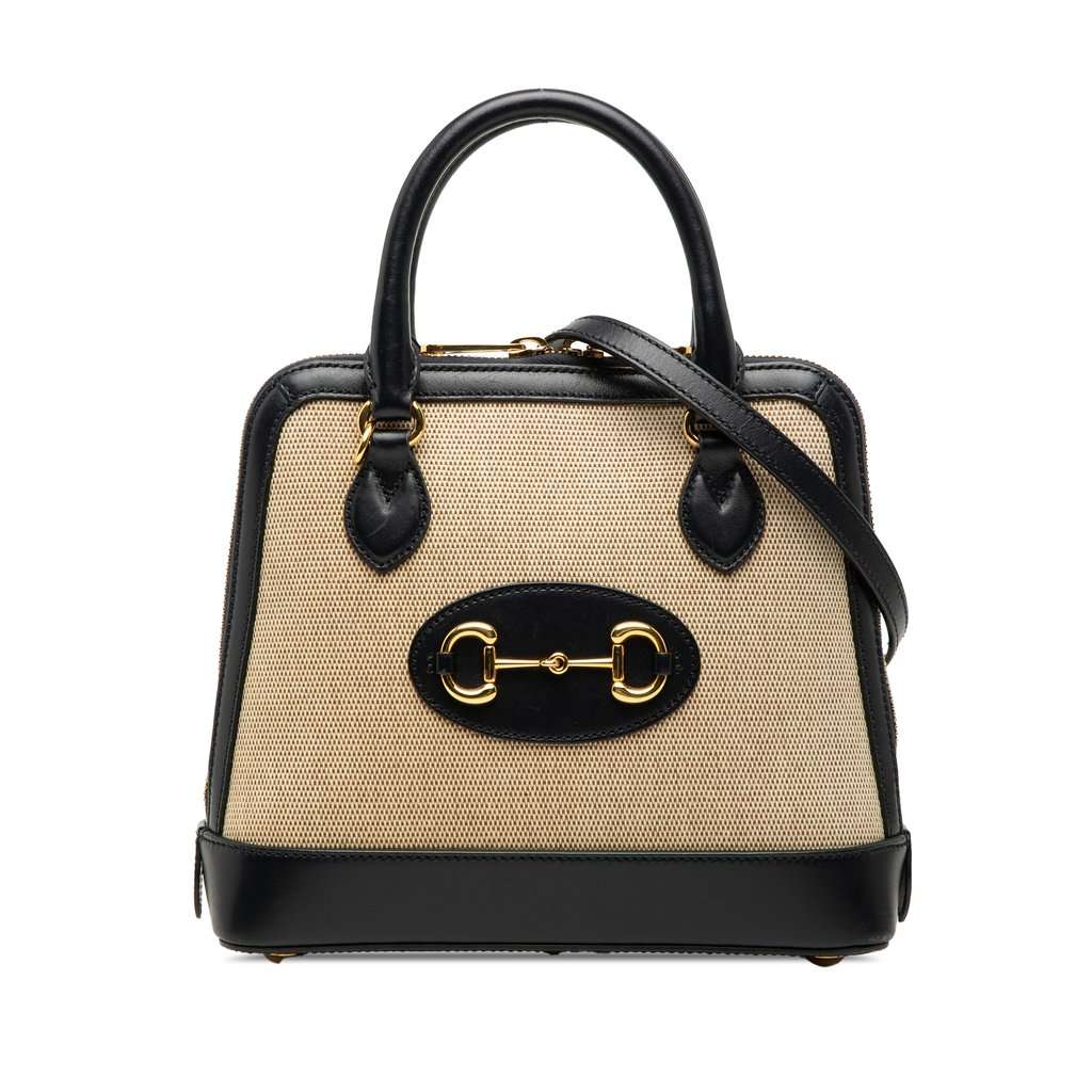 Gucci Small Canvas Horsebit 1955 Satchel Beige Very good condition - Front View