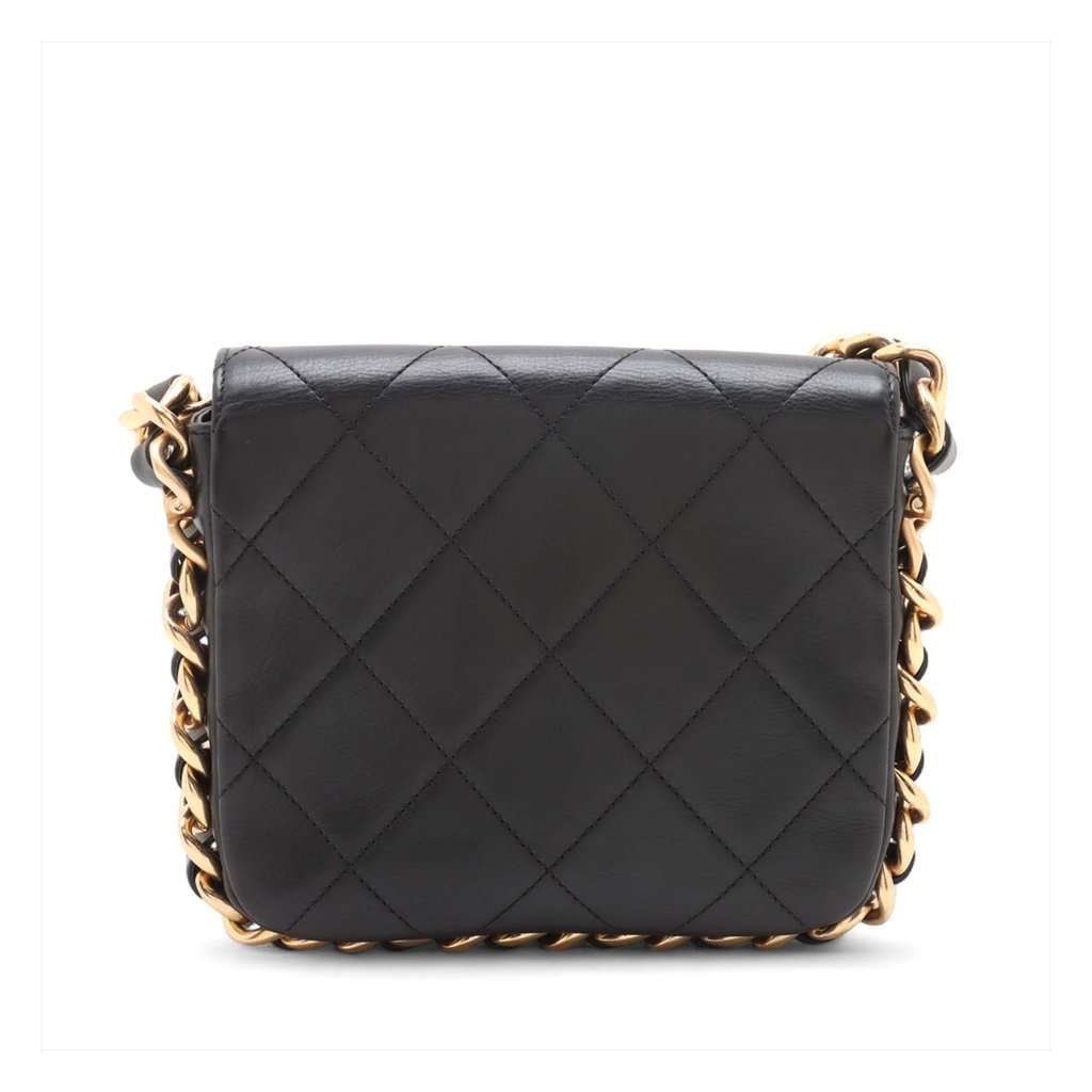 Chanel Small Quilted Calfskin Framing Chain Flap Black Leather Very good condition - Back View