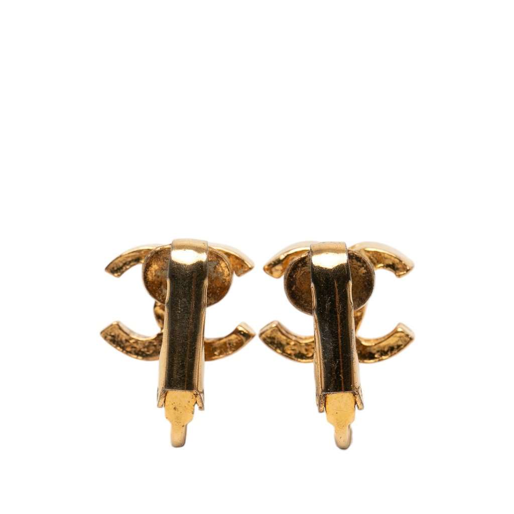 Chanel CC Gold Plated Clip On Earrings Gold Metal Very good condition - Back View