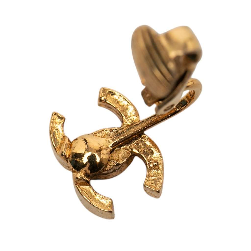 Chanel CC Gold Plated Clip On Earrings Gold Metal Very good condition - Inside View
