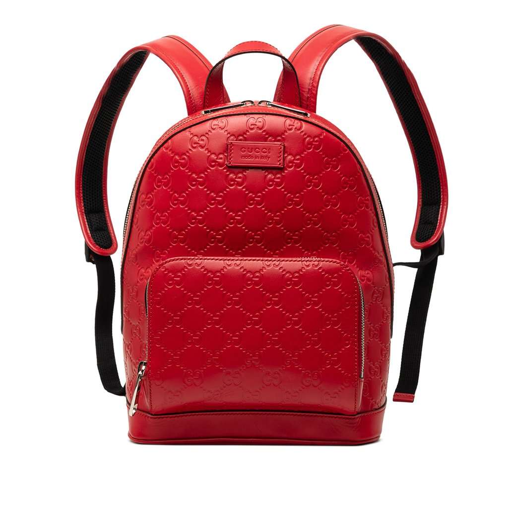 Gucci Guccissima Backpack Red Leather Very good - Front View