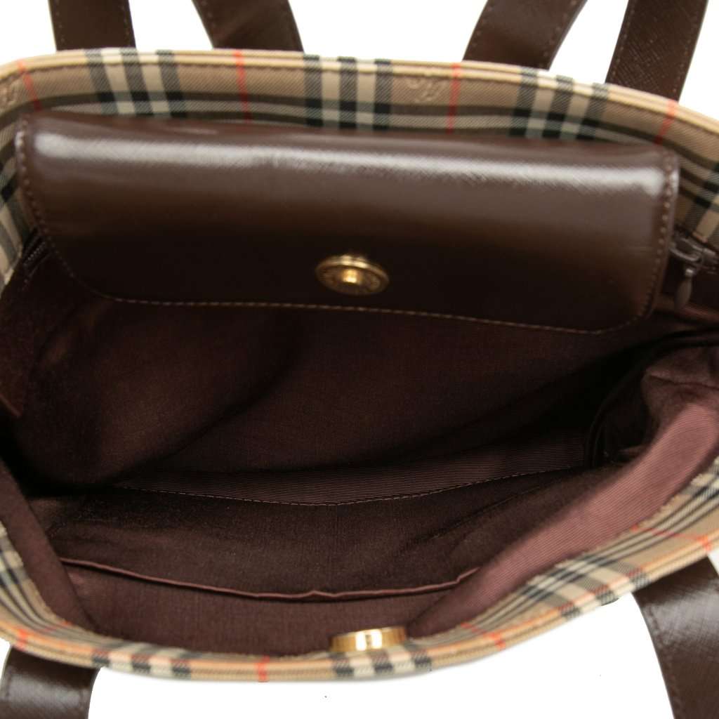 Burberry Haymarket Check Canvas Tote Beige Very good condition - Model View