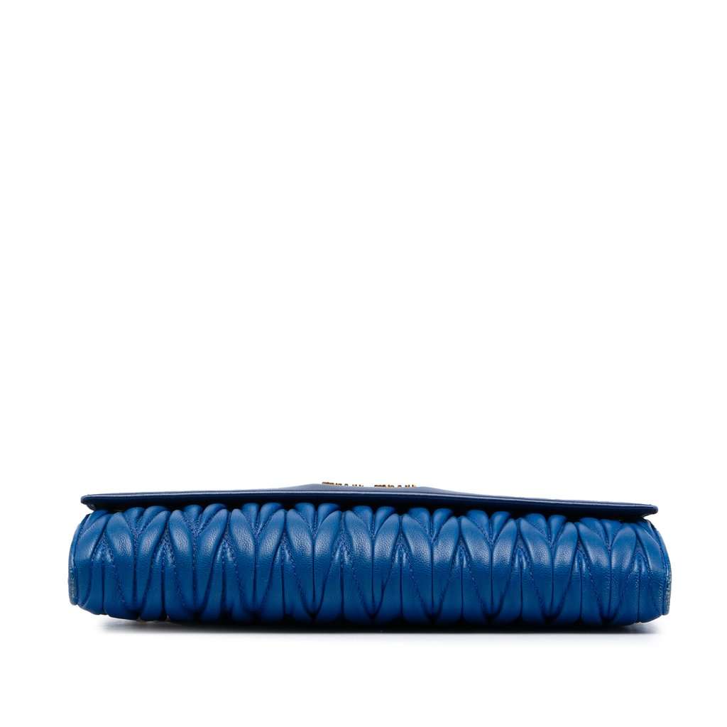 Miu Miu Matelasse Nappa Wallet on Chain Blue Leather Very good - Inside View