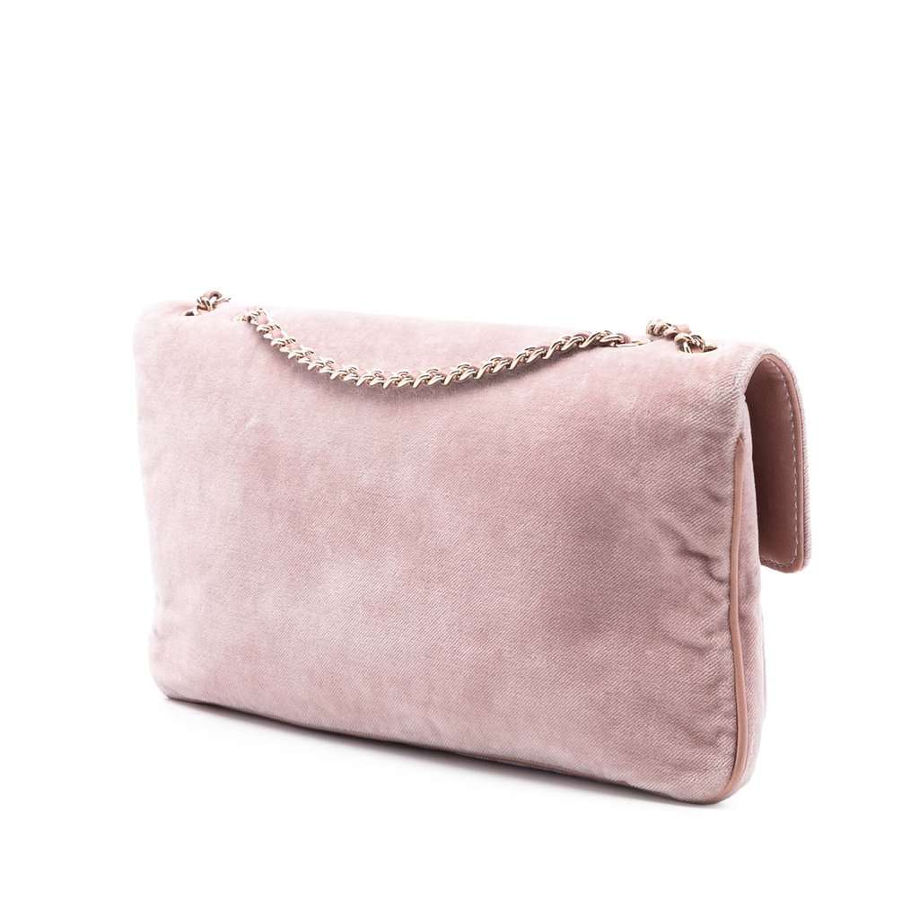 Chanel Quilted Velvet Giant Mademoiselle Turnlock Shoulder Bag Pink Very good - Back View