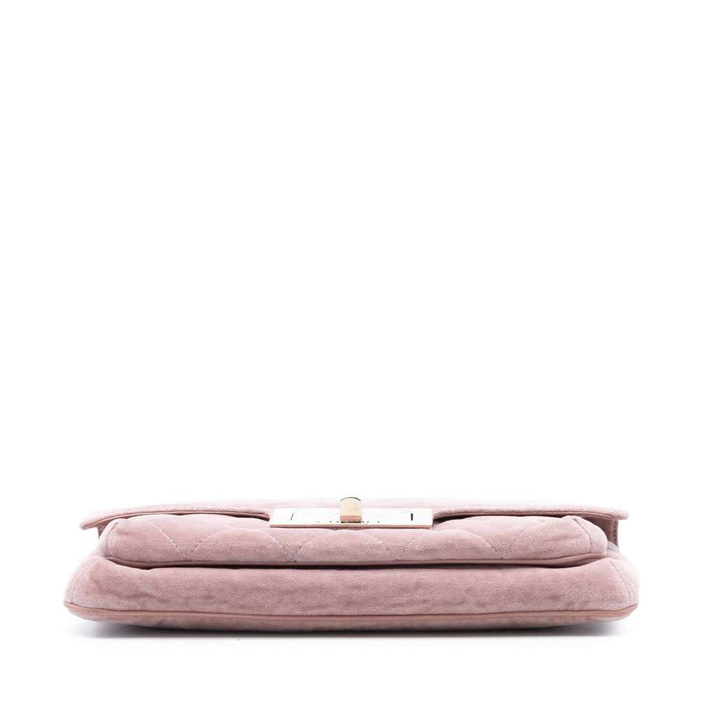 Chanel Quilted Velvet Giant Mademoiselle Turnlock Shoulder Bag Pink Very good - Inside View