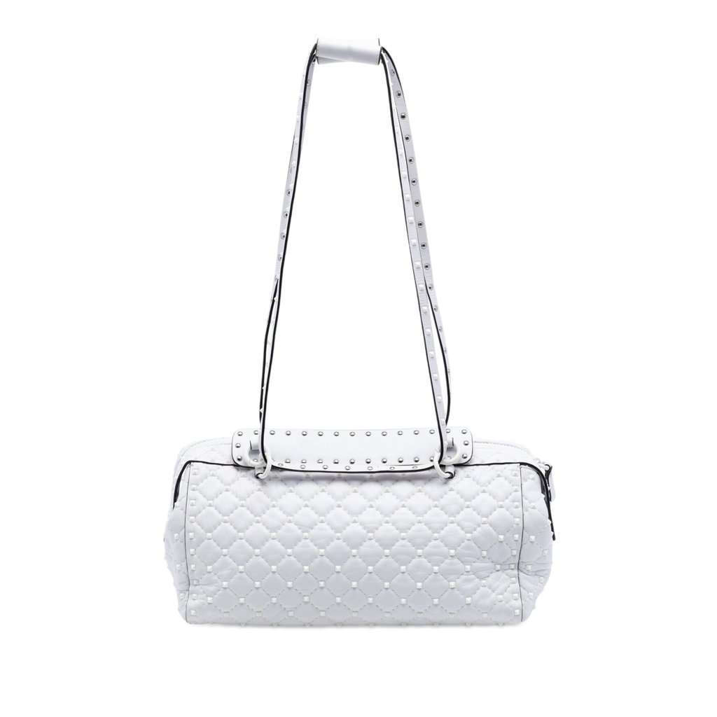 Valentino Lambskin Free Rockstud Spike Shoulder Bag White Leather Very good condition - Front View
