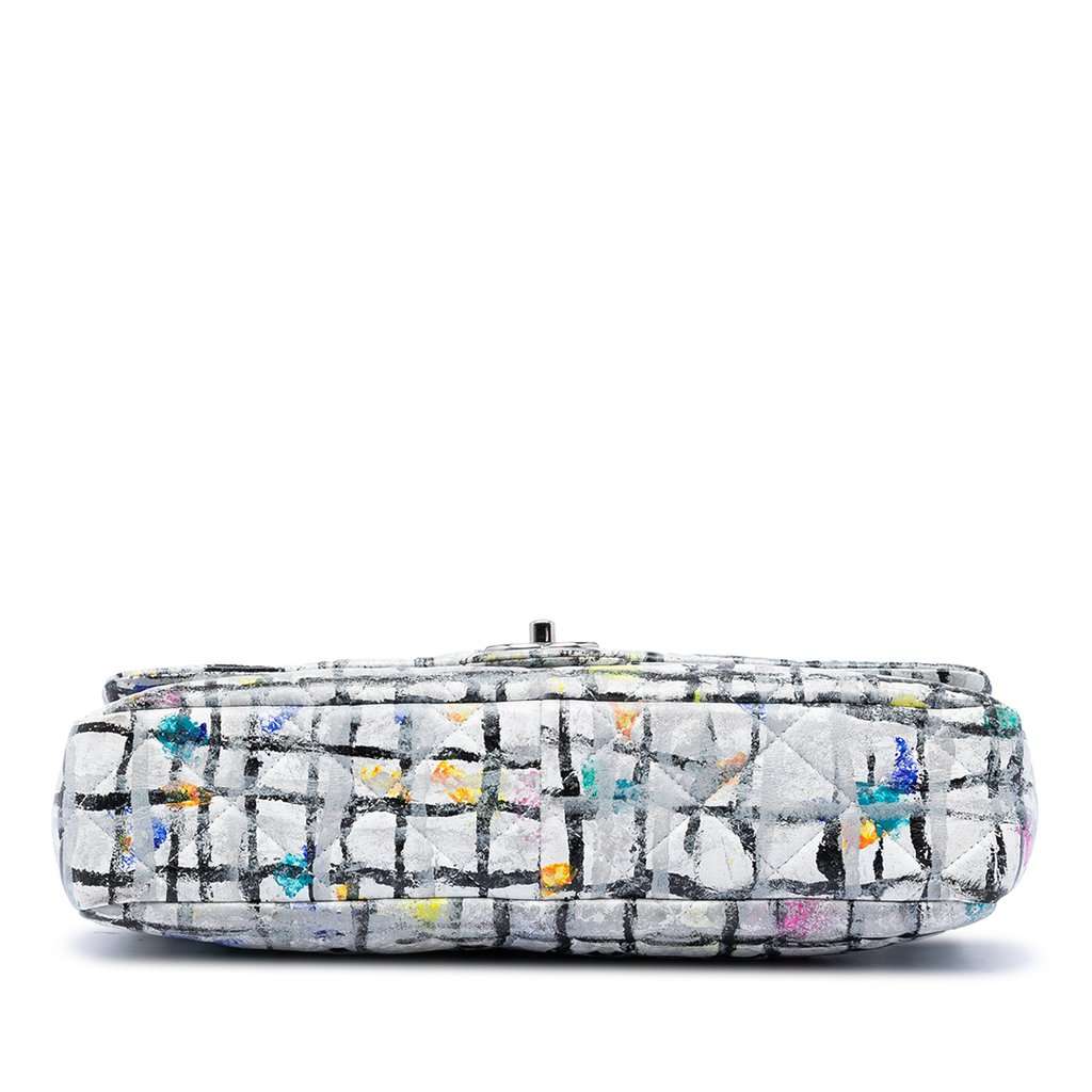 Chanel Medium Calfskin Hand Painted Graffiti Flap White Leather Very good condition - Inside View