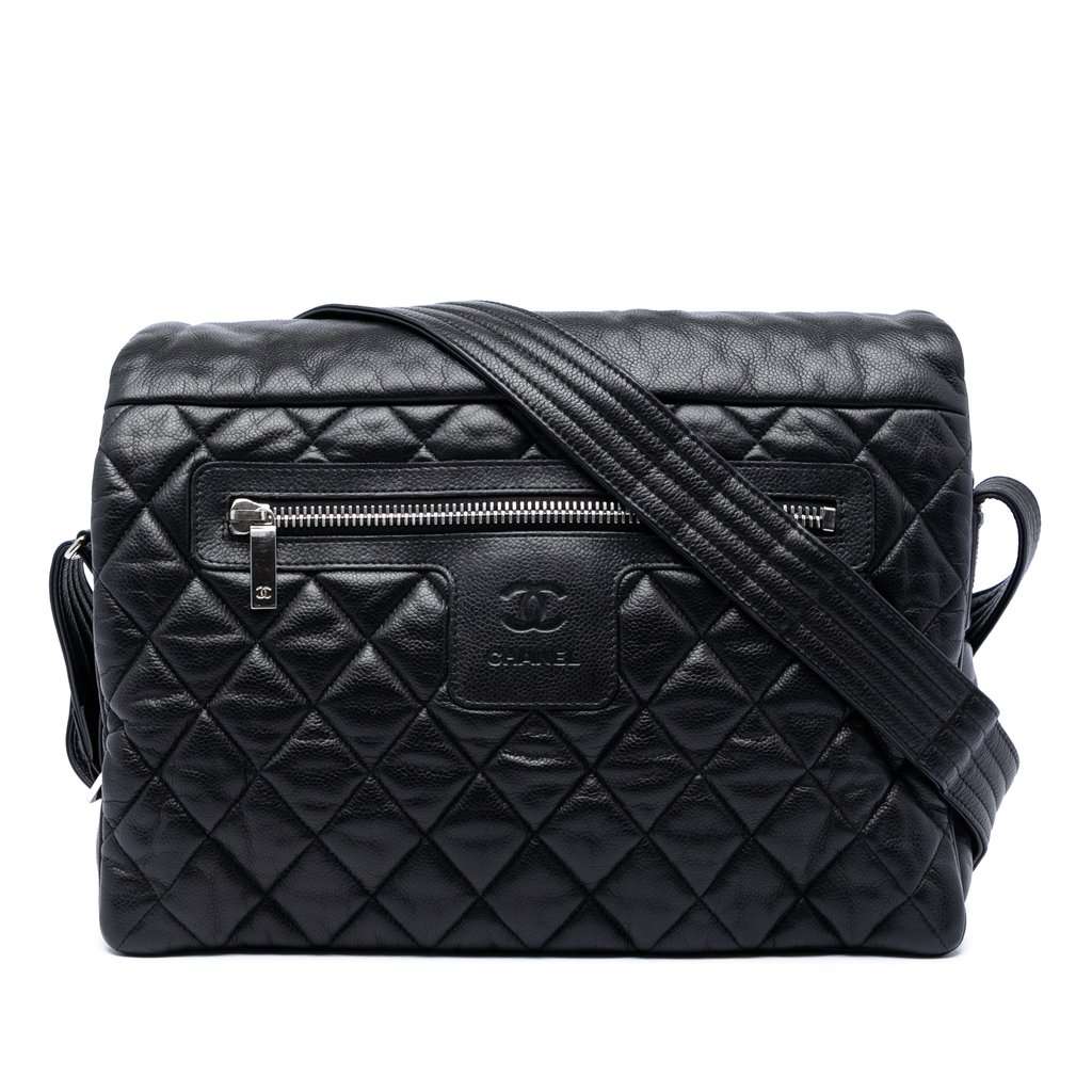 Chanel Large Quilted Caviar Coco Cocoon Messenger Bag Black Leather Very good condition - Front View
