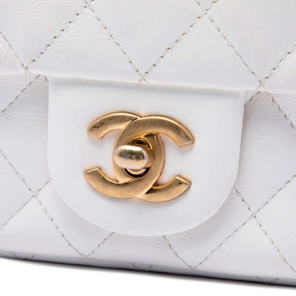 Chanel Mini Square Lambskin Romance Single Flap White Leather Very good - Box View