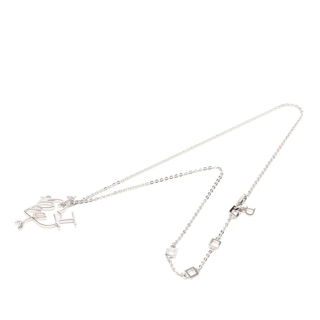 Dior Brass I Love Dior Heart and Arrow Pendant Necklace Silver Metal Very good - Front View