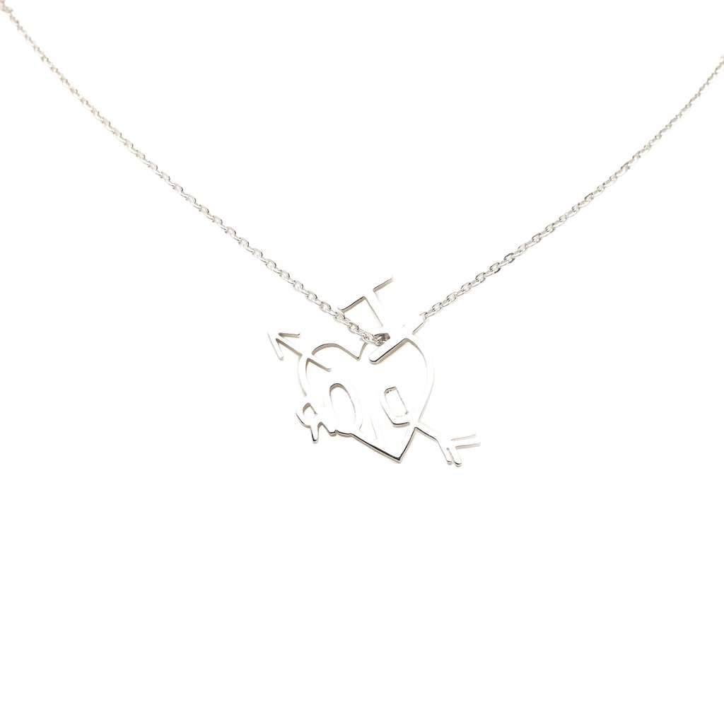 Dior Brass I Love Dior Heart and Arrow Pendant Necklace Silver Metal Very good - Inside View