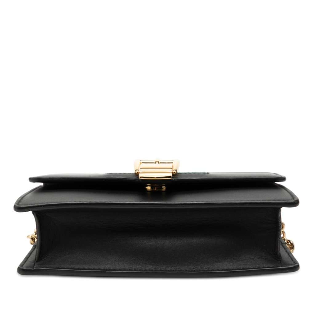 Gucci Super Mini Leather Sylvie Chain Crossbody Black Leather Very good condition - Inside View