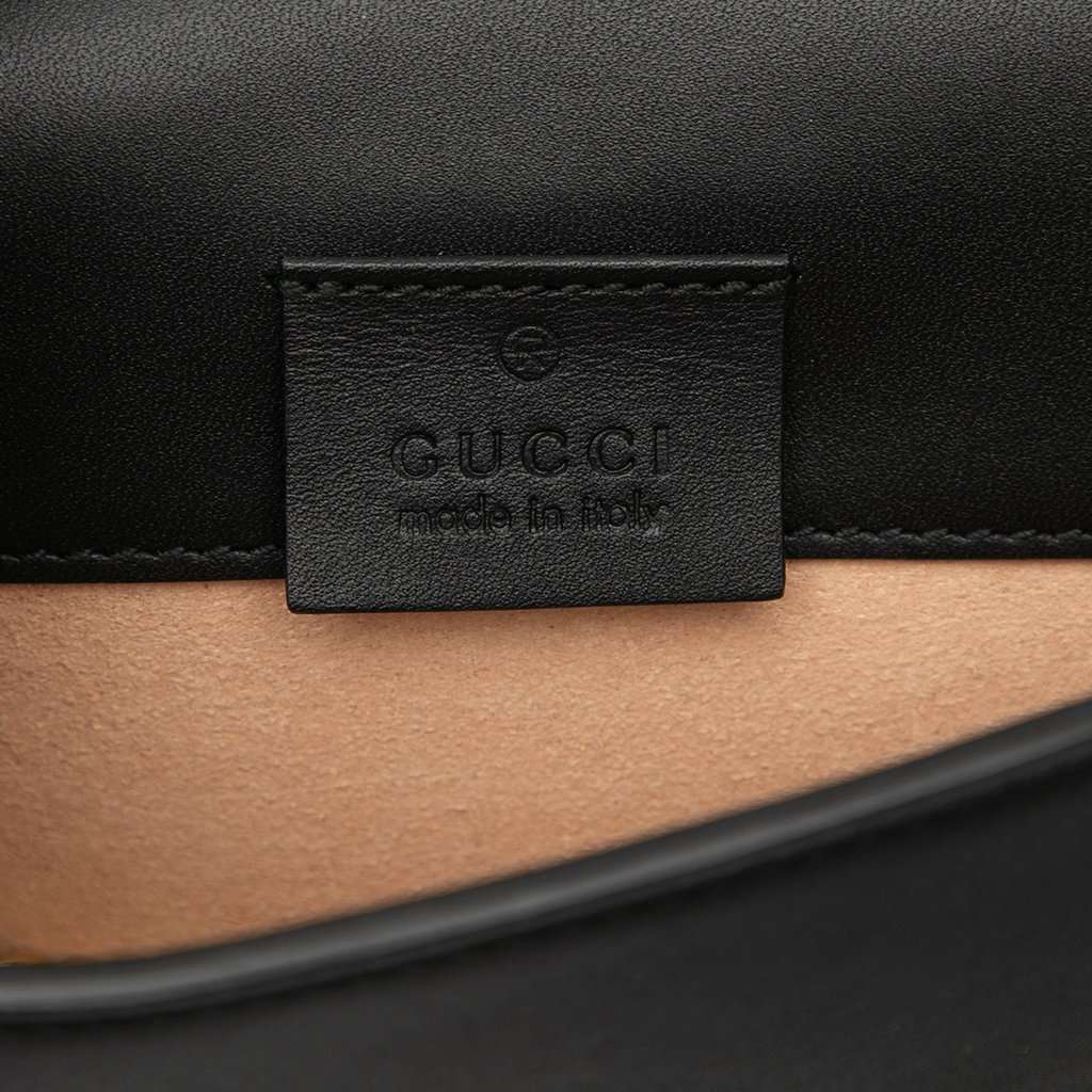 Gucci Super Mini Leather Sylvie Chain Crossbody Black Leather Very good condition - Box View