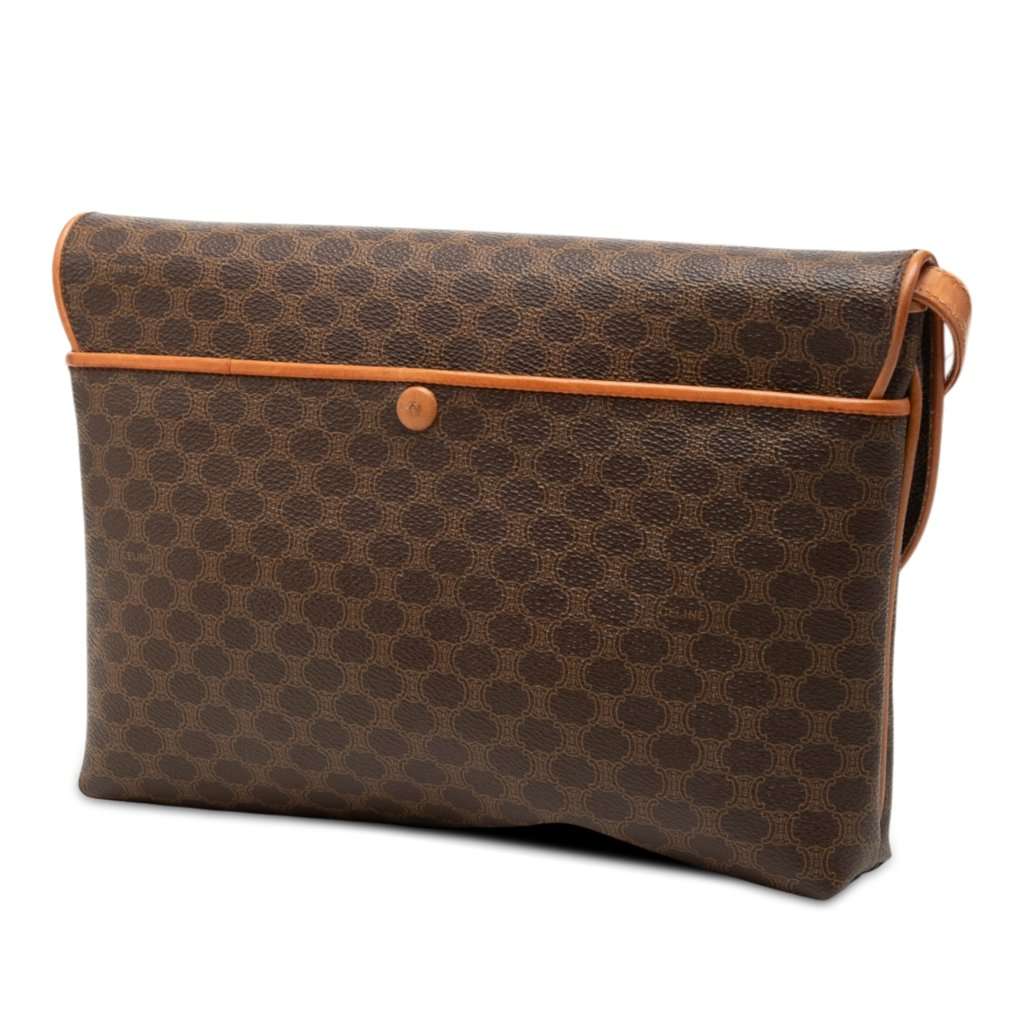 Celine Macadam Coated Canvas Horse Carriage Crossbody Brown Very good - Back View