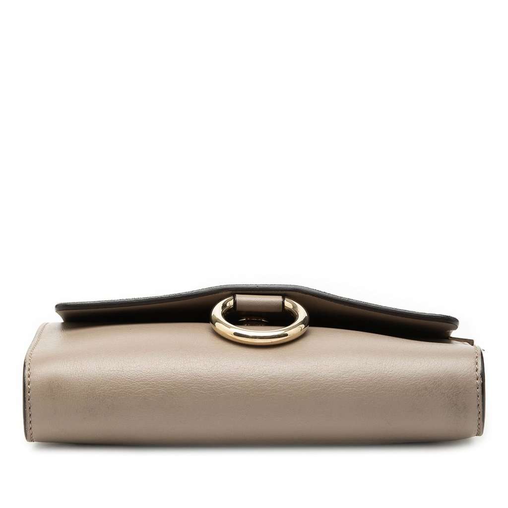 Chloé Mini Calfskin and Suede Faye Chain Crossbody Brown Leather Very good condition - Inside View