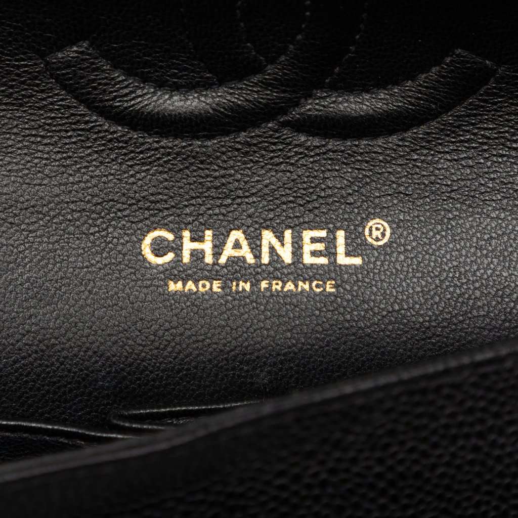 Chanel Medium Classic Caviar Double Flap Black Leather Very good condition - Box View