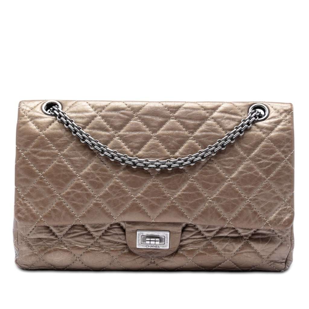 Chanel Quilted Metallic Aged Calfskin Reissue 2.55 Double Flap 226 Brown Leather Very good - Front View