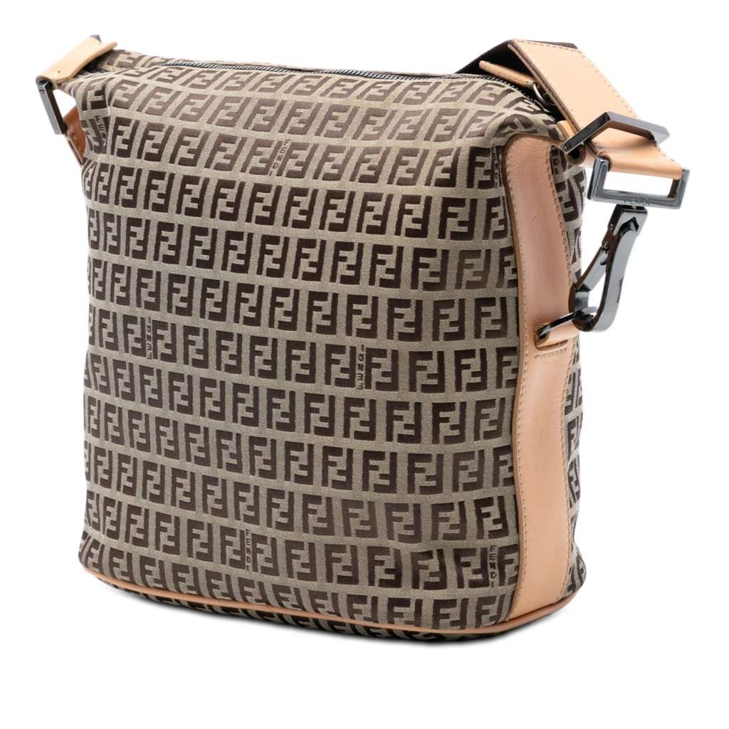 Fendi Zucchino Canvas Shoulder Bag Beige Very good condition - Back View