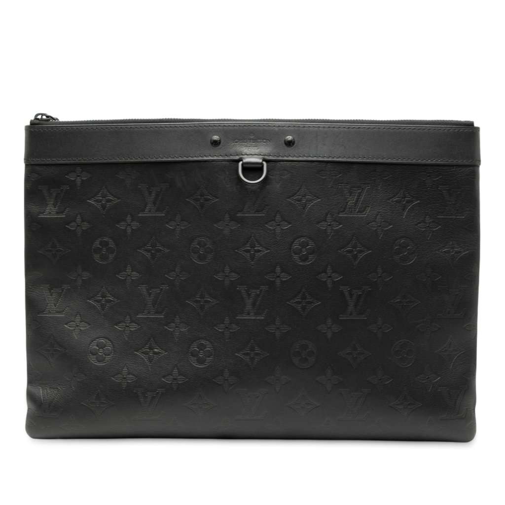 Louis Vuitton Monogram Shadow Discovery Pochette Black Leather Very good condition - Front View