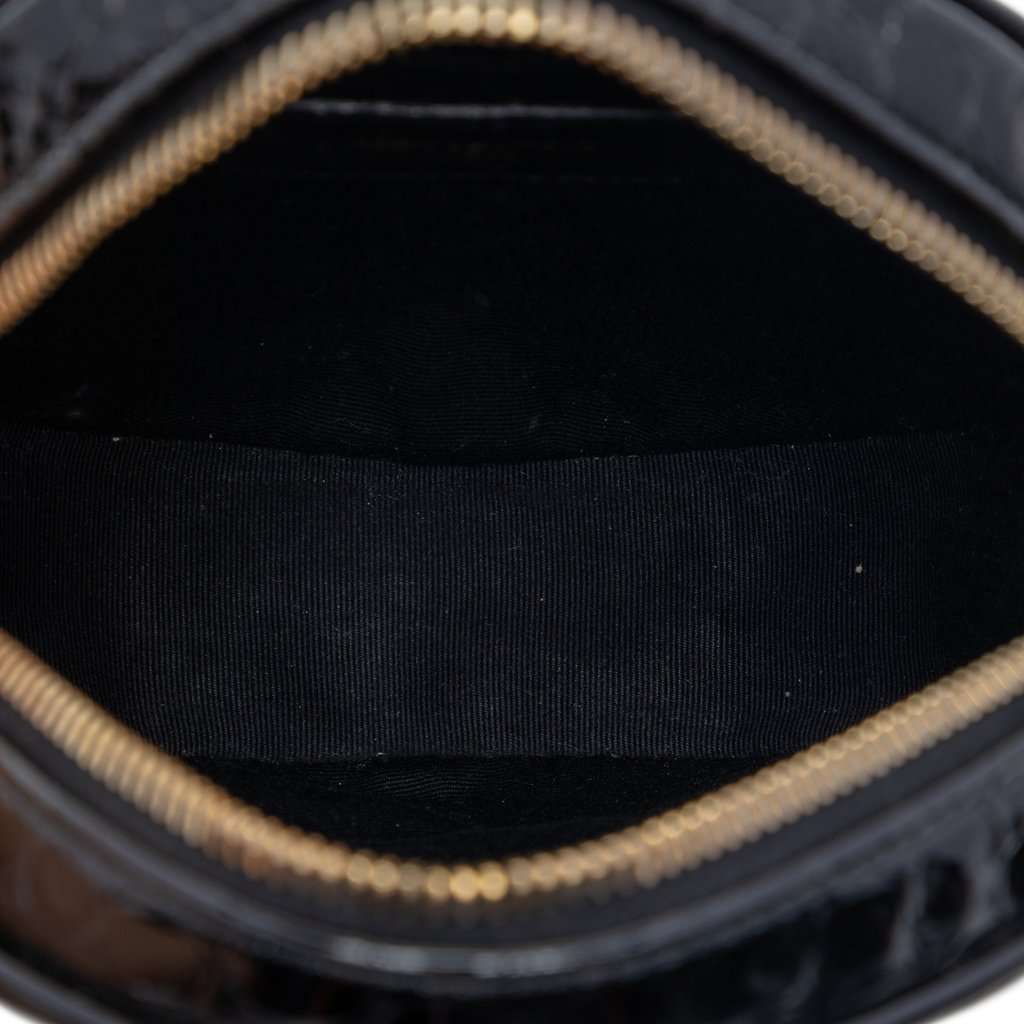 Saint Laurent Croc Embossed Patent Round Vinyle Camera Bag Black Leather Very good condition - Model View